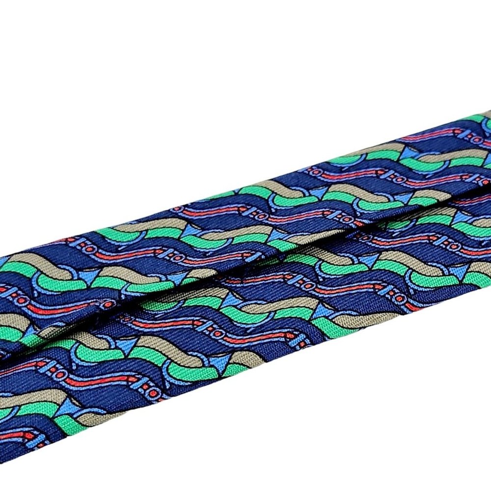 Herm Geometric Printed Silk Tie View 3
